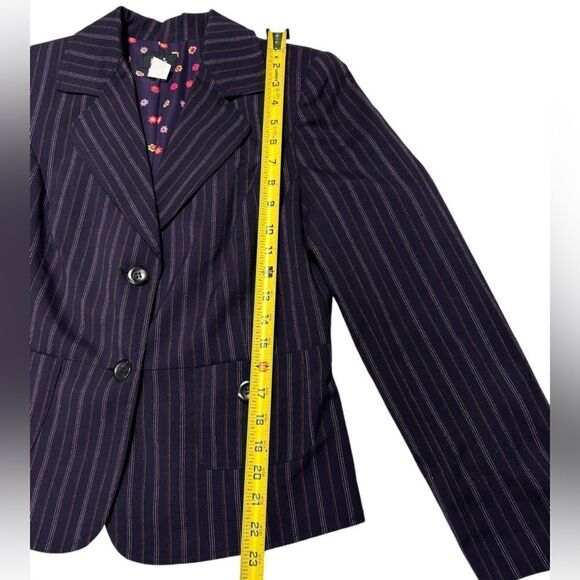 Vintage 90’s R.Q.T Dark Purple Blazer Pinstriped Two Button Blazer with Pockets - Picture 5 of 6